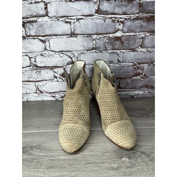 Rag & Bone Margot Tan Beige Suede Dual Zip Perforated Boots Booties Women 36.5EU - Picture 12 of 16